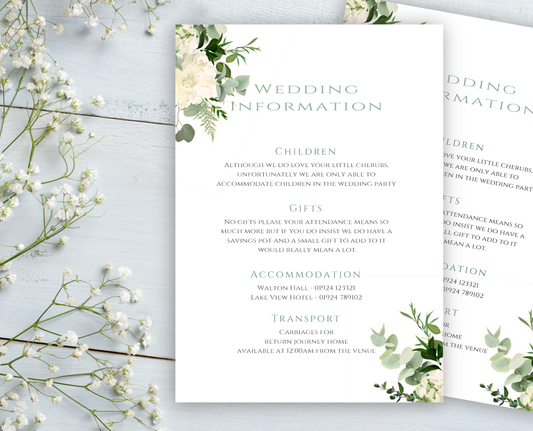 Sienna Guest Information Cards