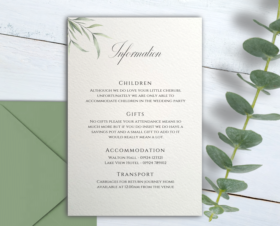 Emily Guest Information Cards