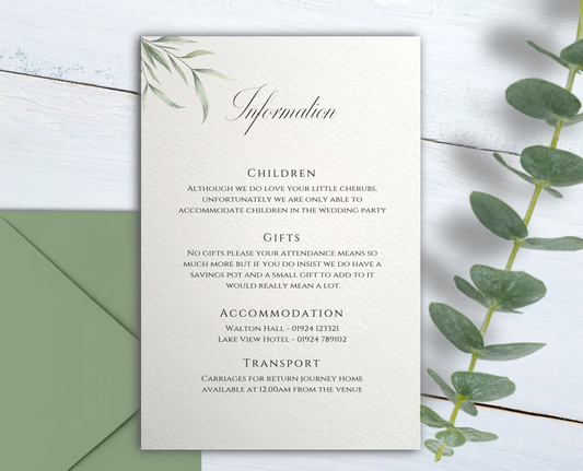 Emily Guest Information Cards
