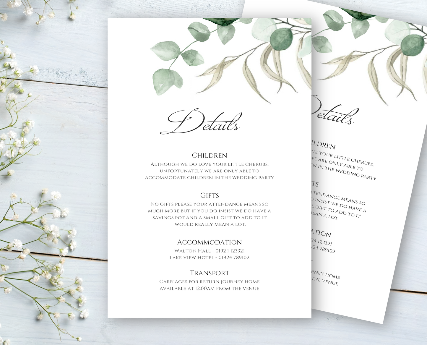 Willow Guest Information Cards