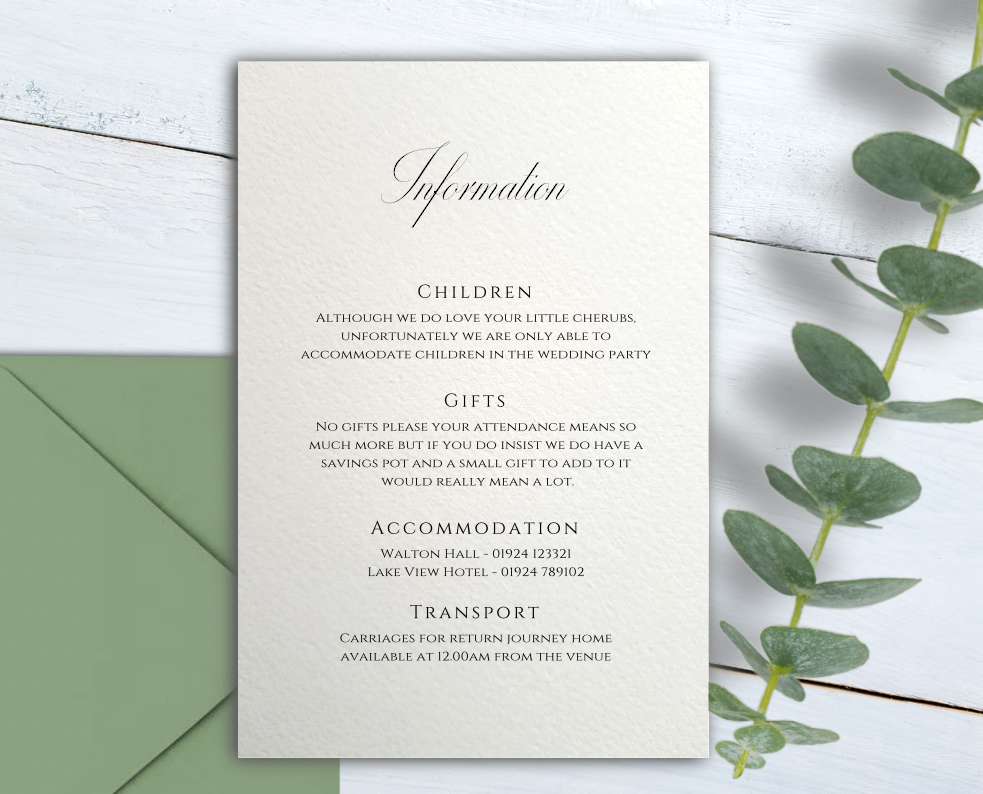Jessica Guest Information Cards