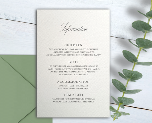 Jessica Guest Information Cards